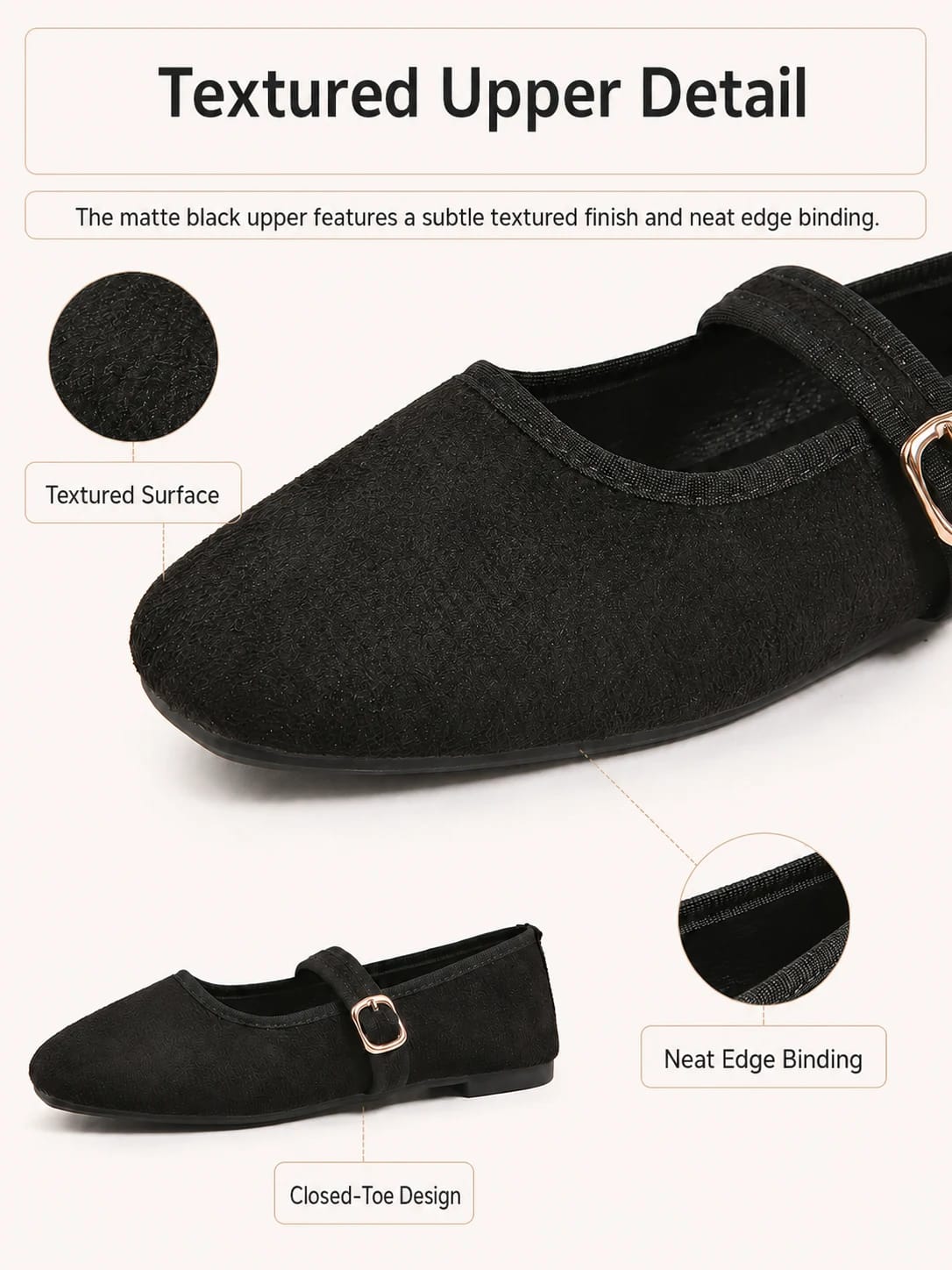 Classic Textured Mary Jane Flat detail 3