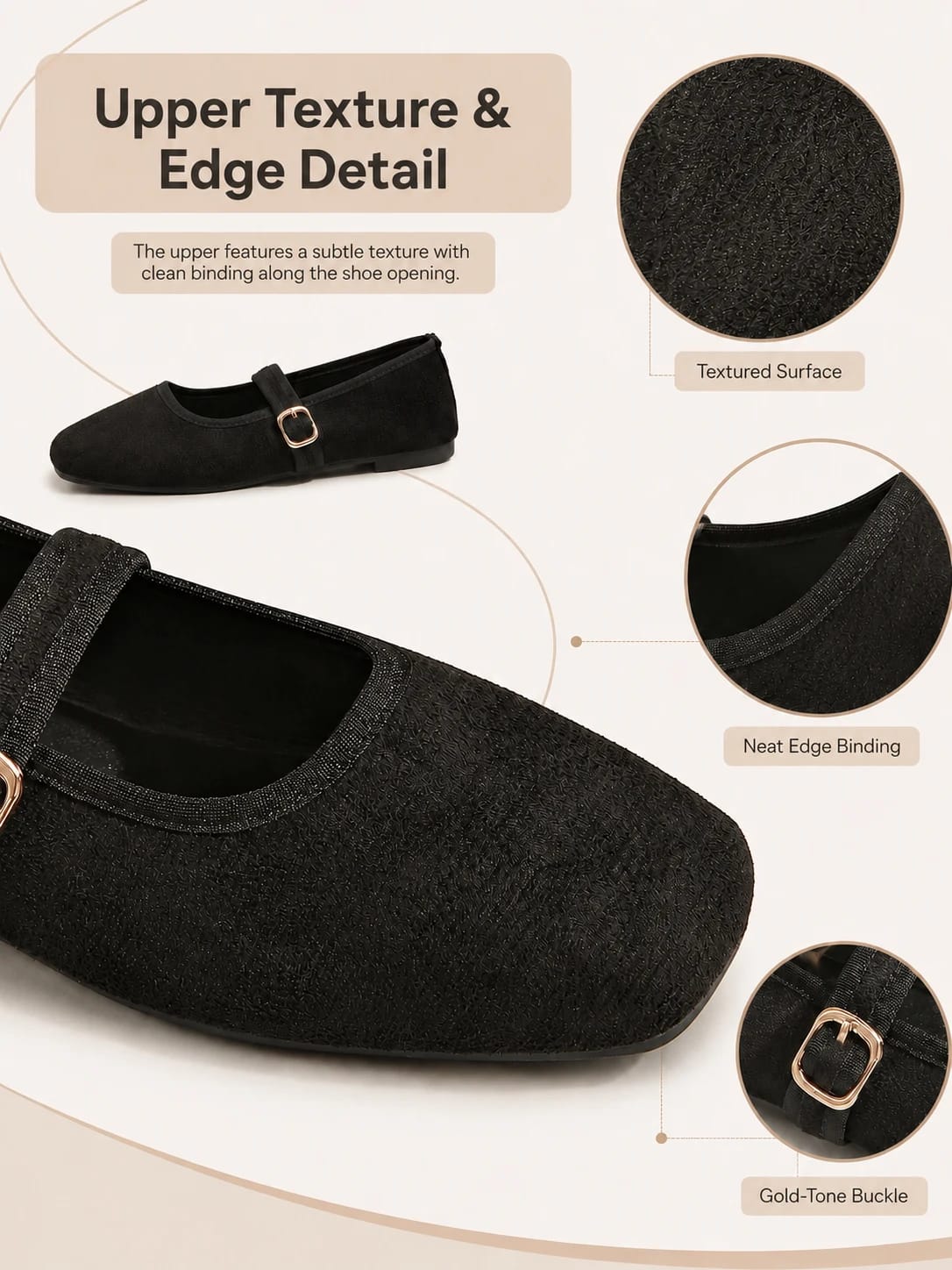Classic Textured Mary Jane Flat detail 4