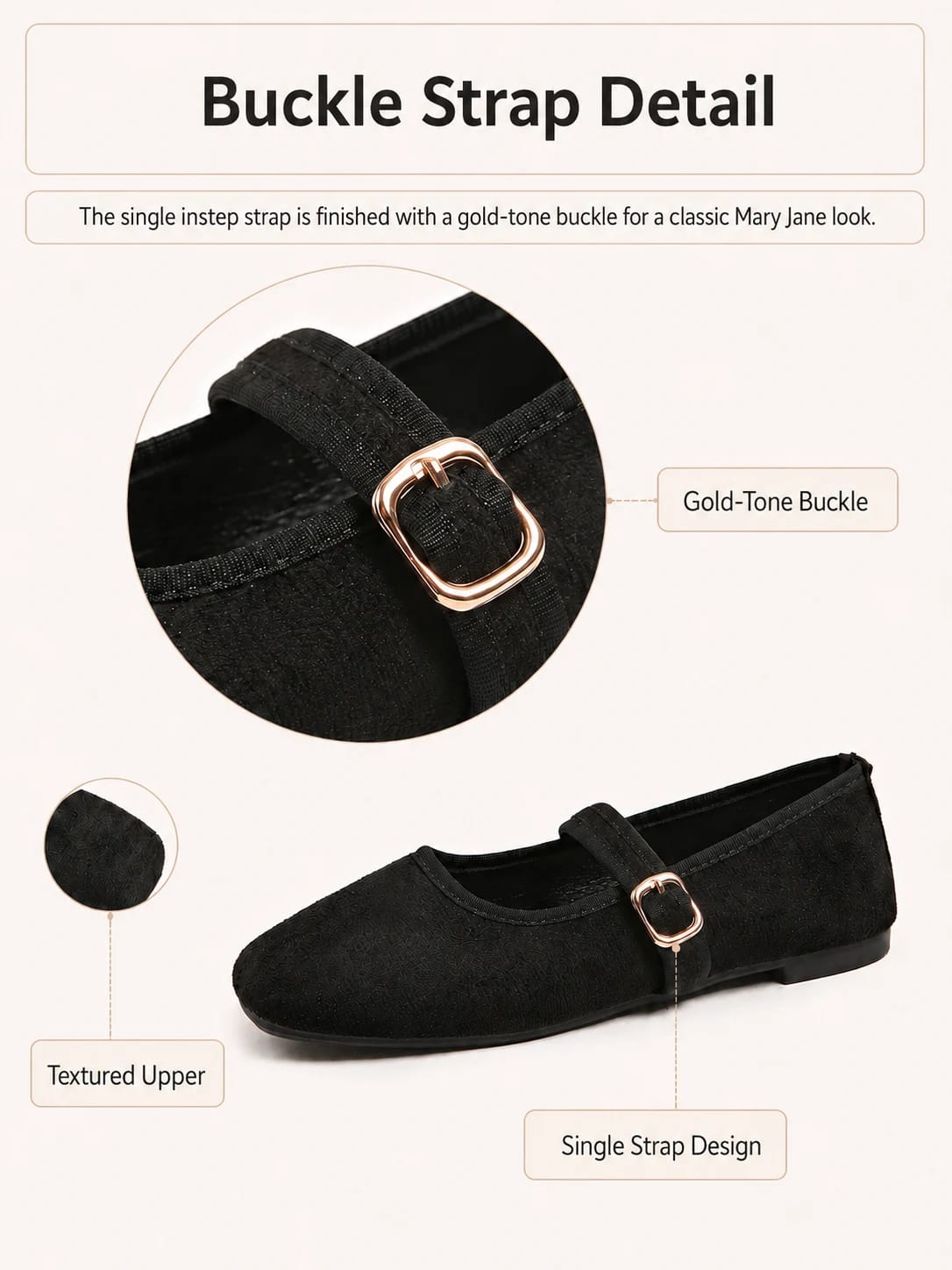 Classic Textured Mary Jane Flat detail 5