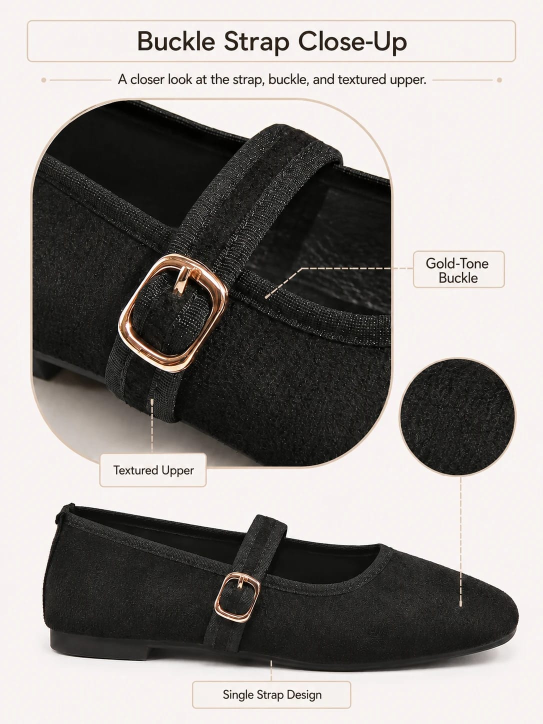 Classic Textured Mary Jane Flat detail 6