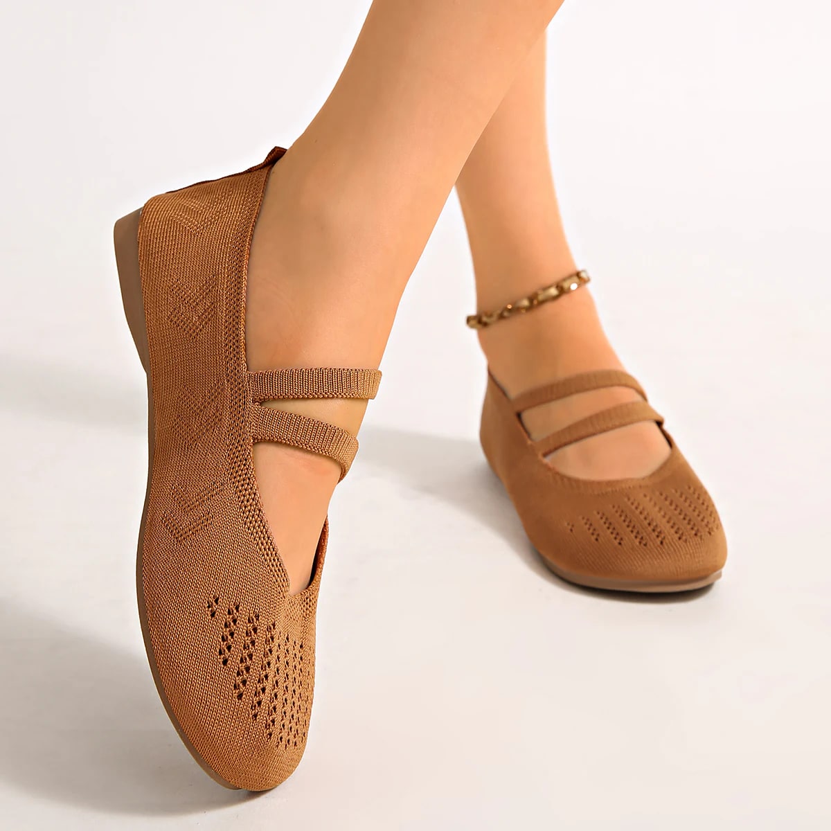 Double-Strap Openwork Knit Mary Jane Flat detail 4