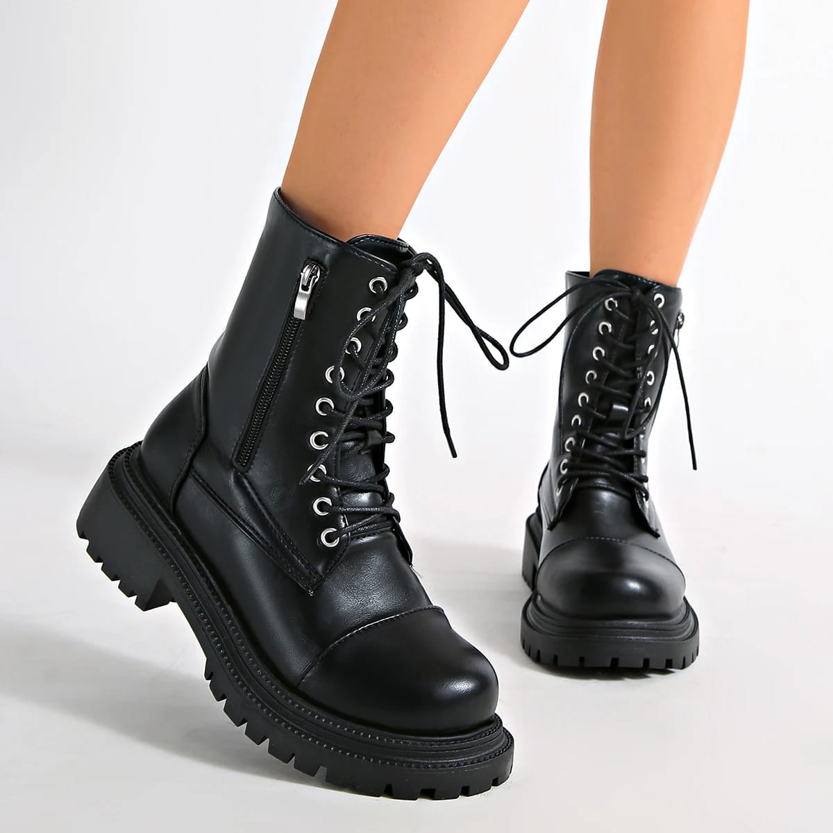 Lace-Up Utility-Pocket Lug-Sole Combat Boot detail 4