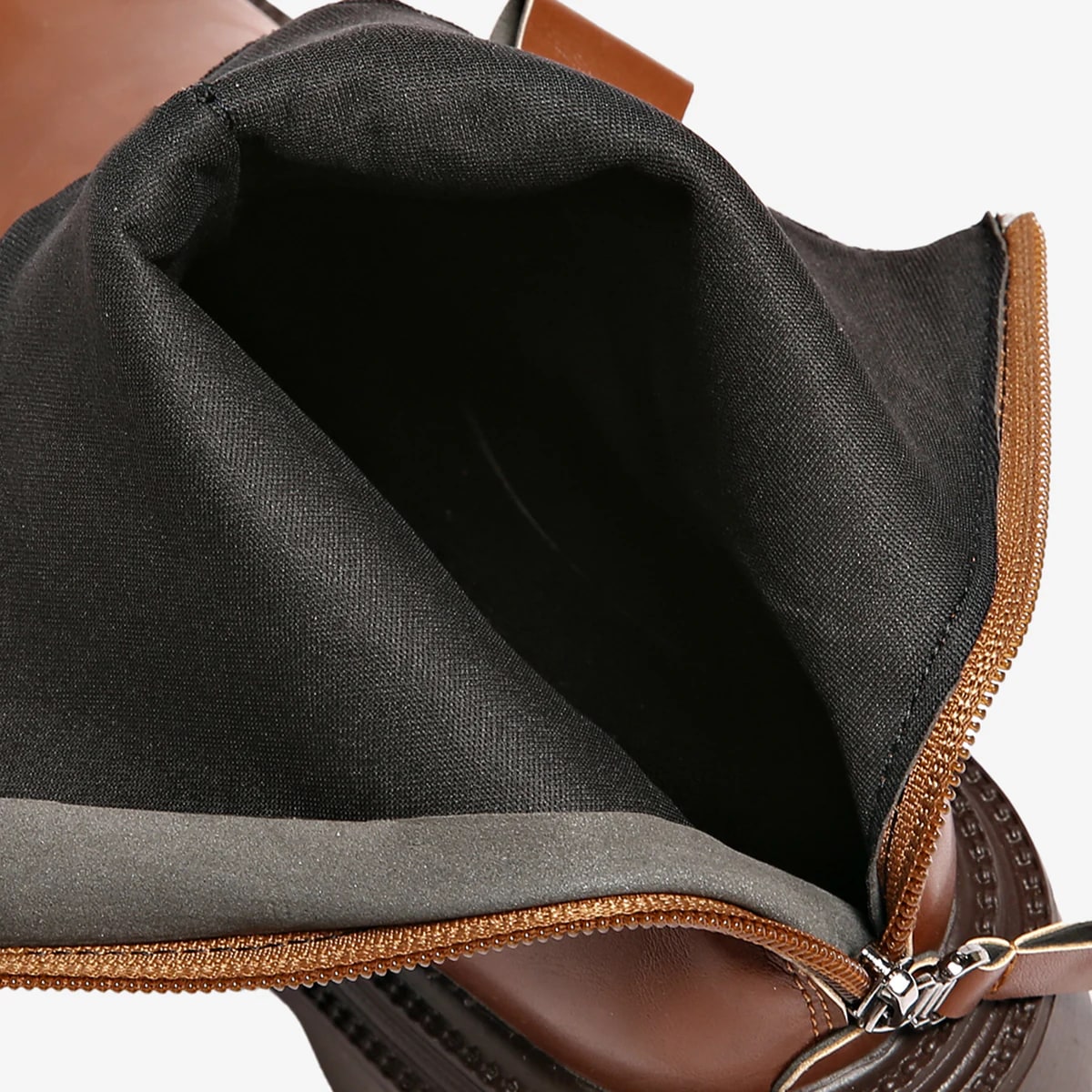 Layered Lug-Sole Back-Zip Ankle Boot detail 4