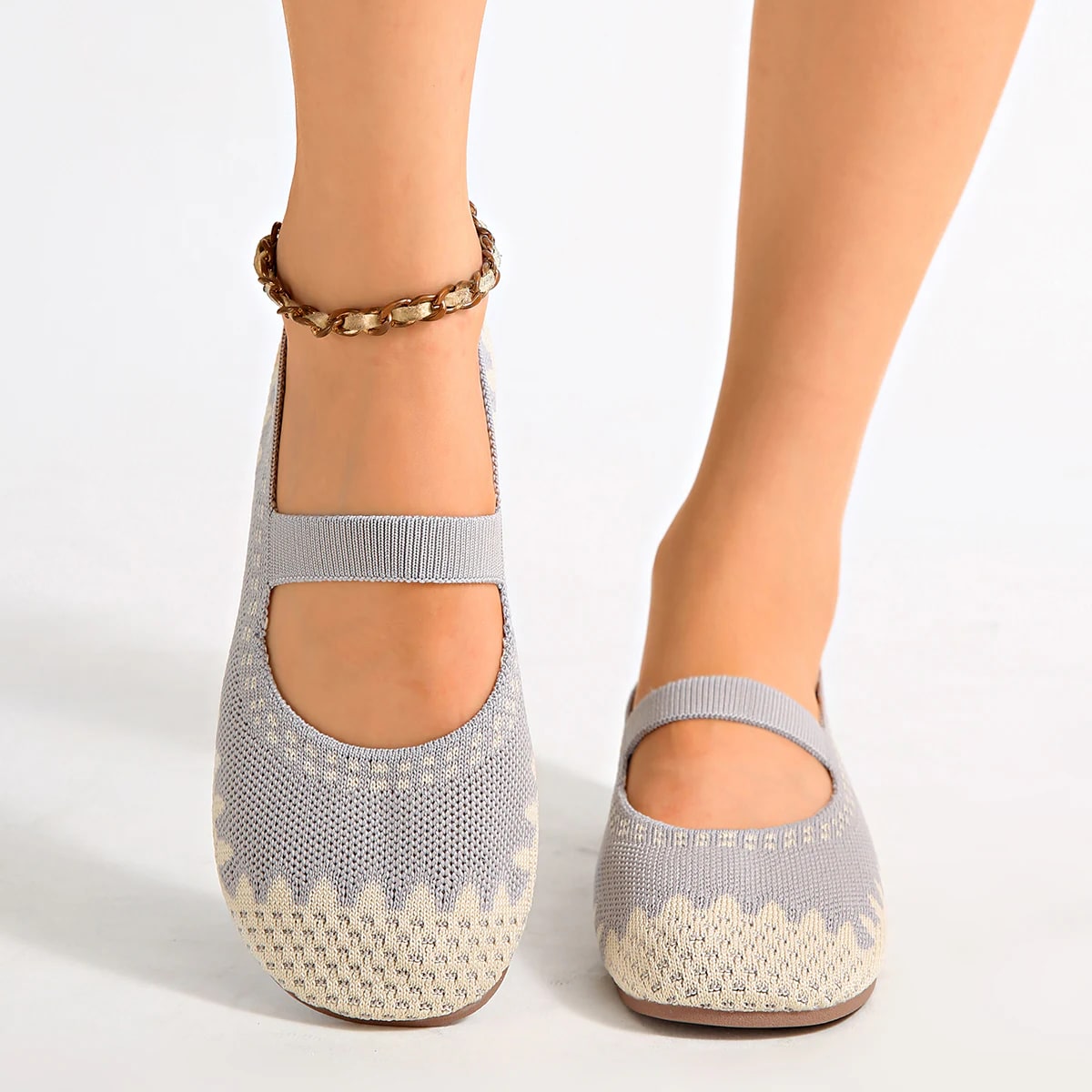 Wide-Strap Colorblock Knit Mary Jane Flat detail 4