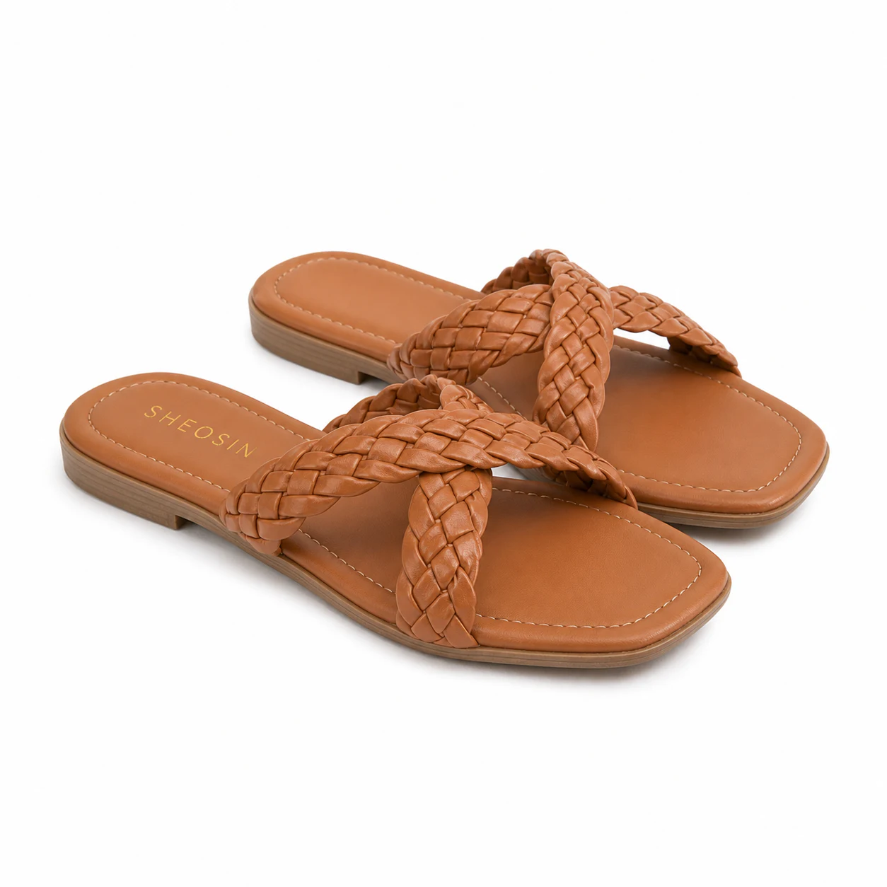 Tan Braided Cross Slide